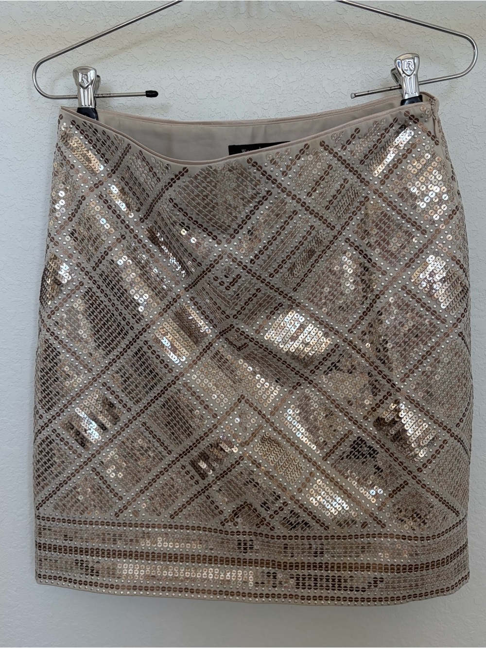 White House Black Market Champagne Sequin Mini Skirt
